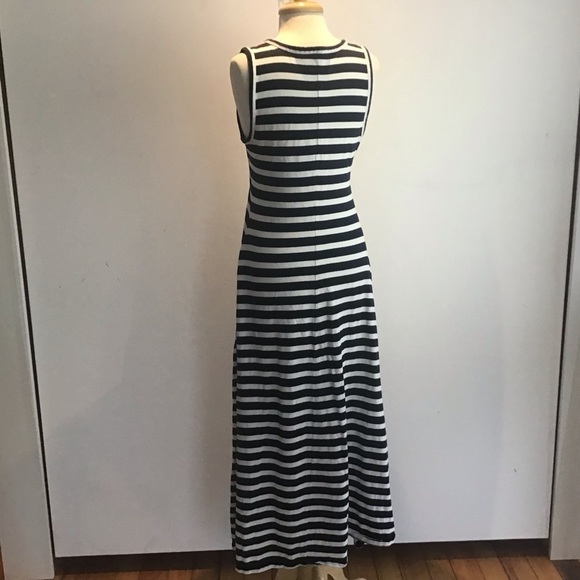J CREW -  Breton Stripe nautical sleeveless cotton knit Hi-Low Maxi Dress Small - Picture 5 of 8